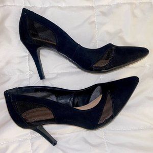 Black, mesh heels with comfortable soles